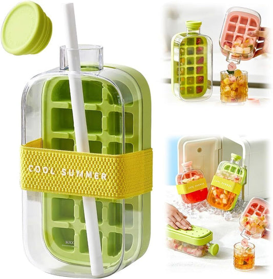 2 In 1 Water Bottles Cubes Tray with Lid and Bin