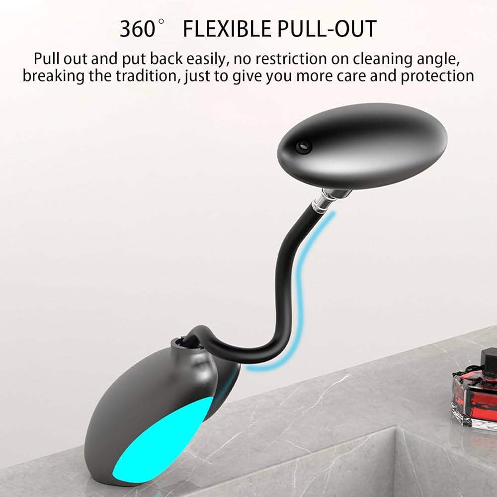 2-in-1 Faucet Glass Rinser and Sprayer for Bathroom Sink – Auto Cleaning Cup Washer, 360° Swivel Nozzle (Black/Silver)