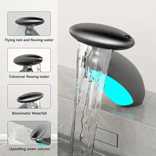 2-in-1 Faucet Glass Rinser and Sprayer for Bathroom Sink – Auto Cleaning Cup Washer, 360° Swivel Nozzle (Black/Silver)