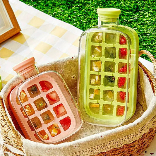 2 In 1 Water Bottles Cubes Tray with Lid and Bin