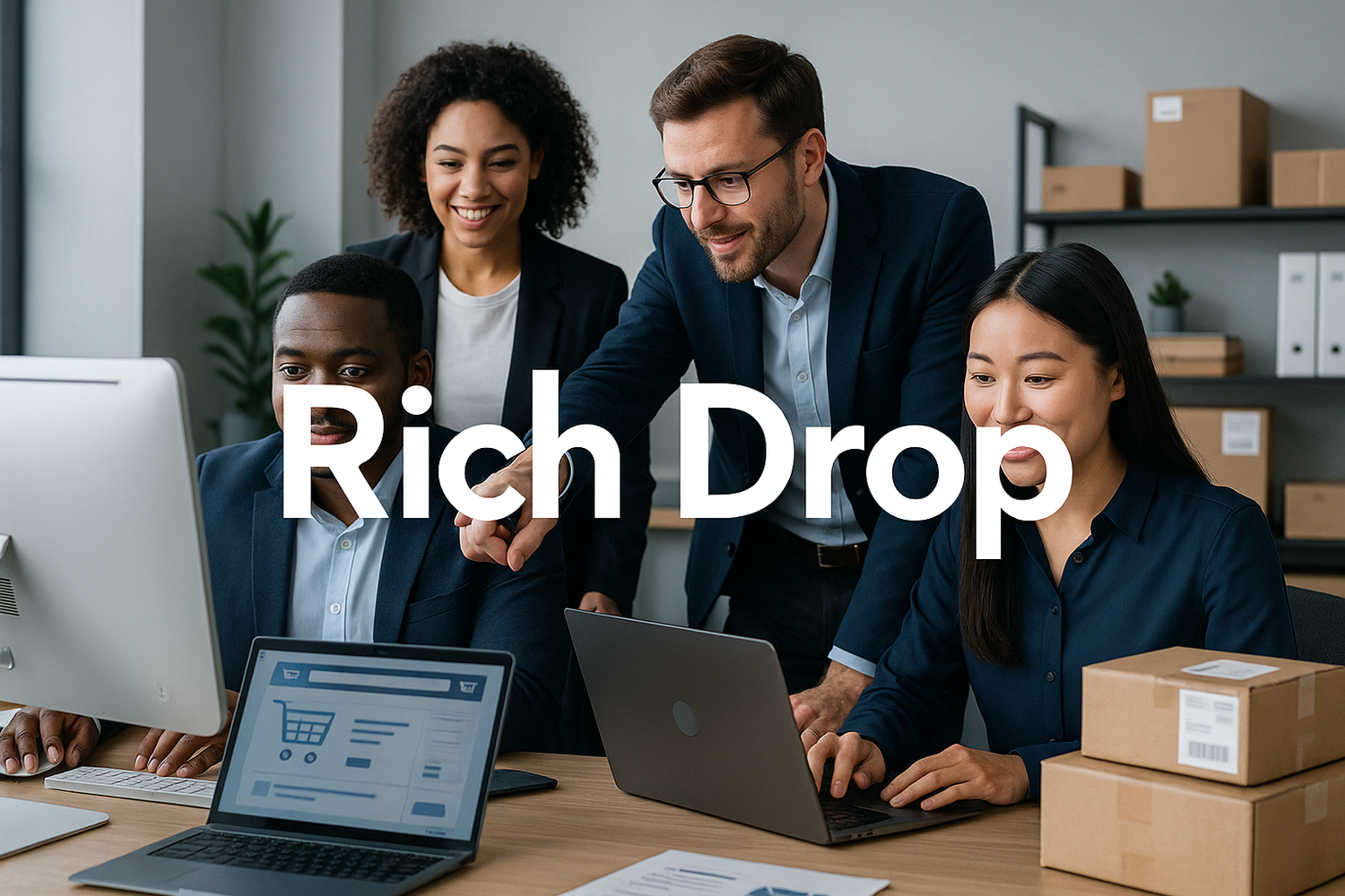 یه تصویر که یک تیم دراپ شیپینگ رو نشون بده و روش نوشته باشه Rich Drop